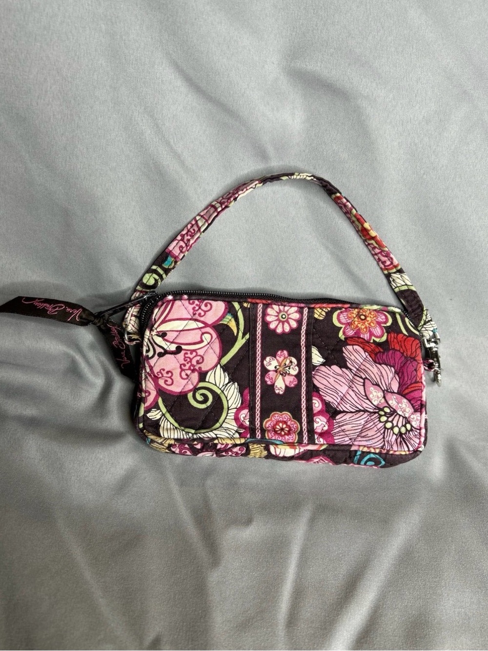 Vera Bradley Mod Floral- Pink Brown Floral Wristlet Y2K
